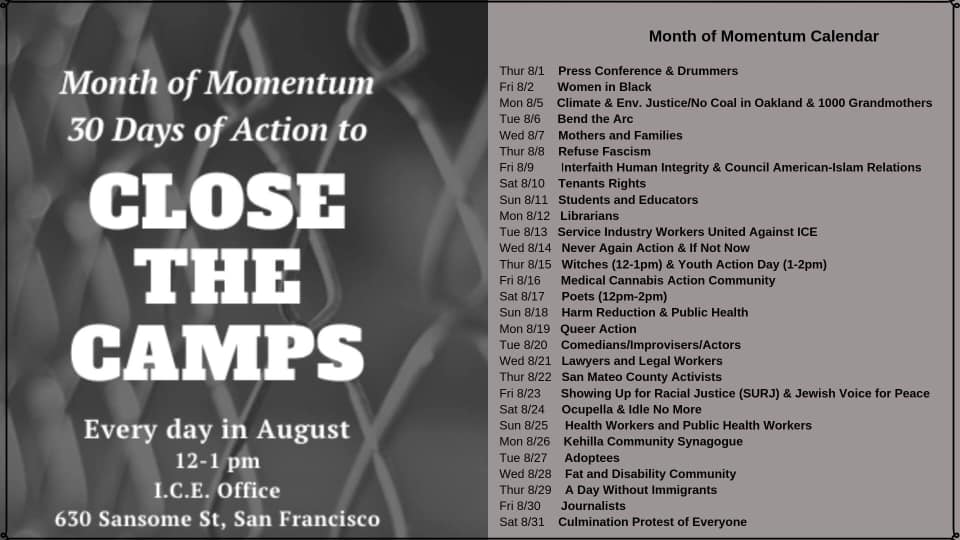 Month Of Momentum Calendar - ICE-SF - August 2019