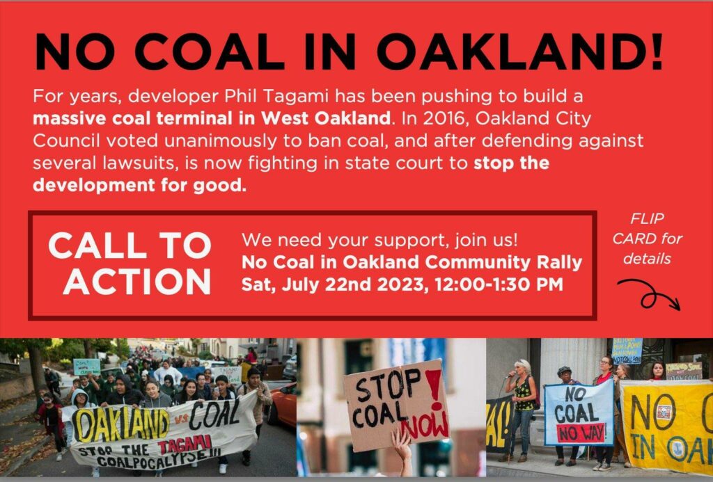 No Coal in Oakland Community Rally - event announcement
