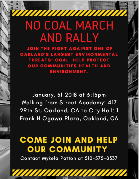 No Coal March and Rally - 31 Jan 2018 - Flyer