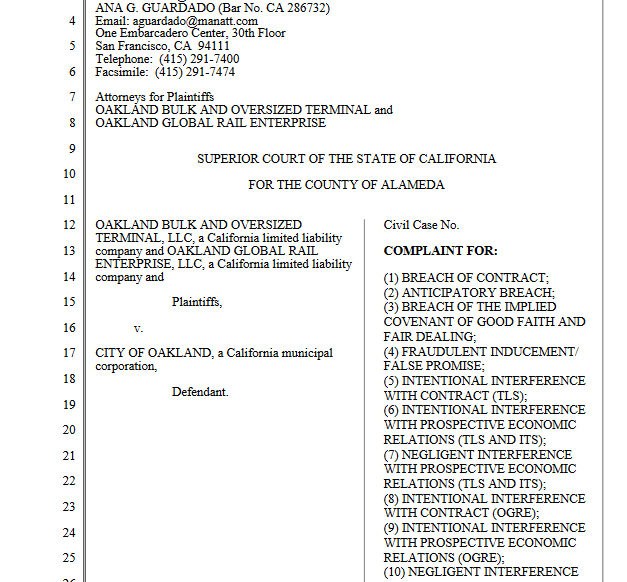 First page of OBOT/OGRE state lawsuit complaint, filed in December 2018