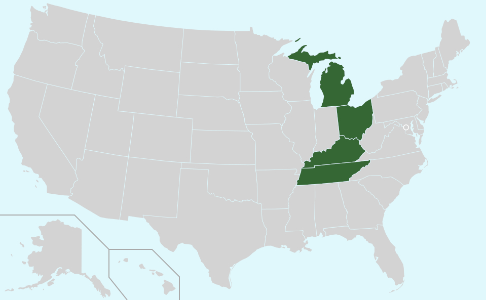 Map of the Sixth Circuit United States Court of Appeals